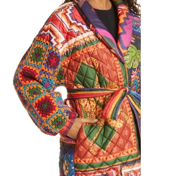Patchwork tapestry crochet puffer jacket - Picture 5 of 7
